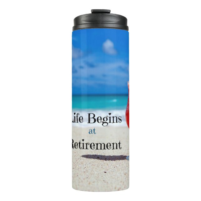 Retirement, Frosty Drink on the Beach Thermal Tumbler (Front)