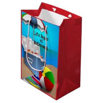 Retirement - Fun At The Beach Medium Gift Bag by RetirementGiftStore at Zazzle