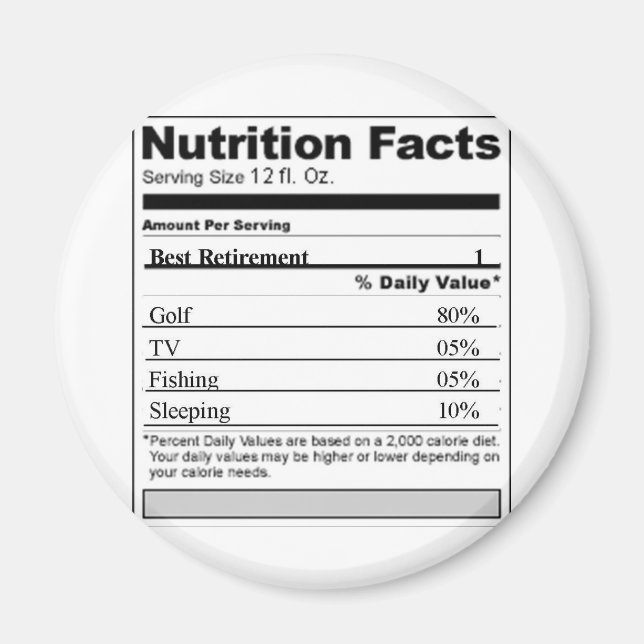 Retirement Funny Nutrition label Magnet (Front)