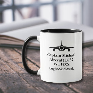 Retirement Gift Airplane and Custom Pilot info Mug