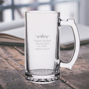 Retirement Gift Airplane Custom Pilot info Stein