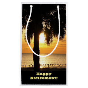 Retirement, Gift bag, palm tree in sunset. Small Gift Bag