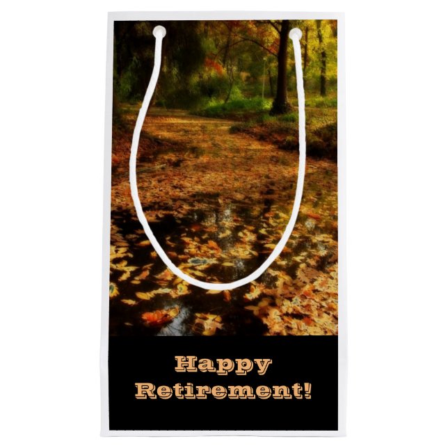 Retirement, Gift bag, walk in woods. Small Gift Bag (Front)