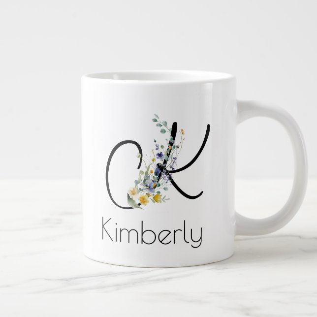 Retirement gift employer monogram watercolor  giant coffee mug (Right)