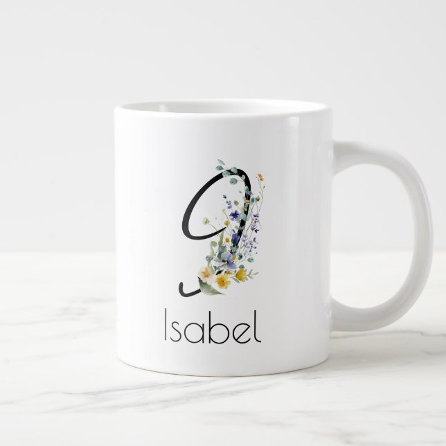 Retirement gift employer monogram watercolor  giant coffee mug (Right)