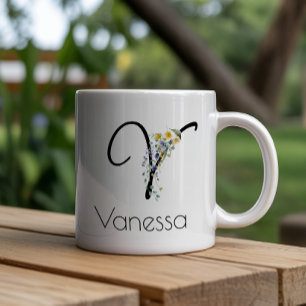 Retirement gift employer monogram watercolor giant coffee mug