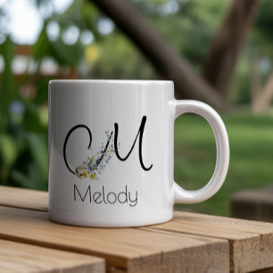 Retirement gift employer monogram watercolor giant coffee mug