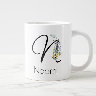 Retirement gift employer monogram watercolor giant coffee mug