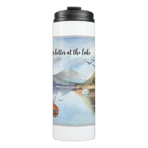 Retirement Gift Fishing at the Lake Watercolor Thermal Tumbler