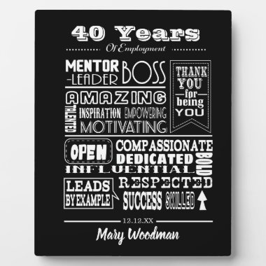 retirement gift for boss, employee, long service plaque