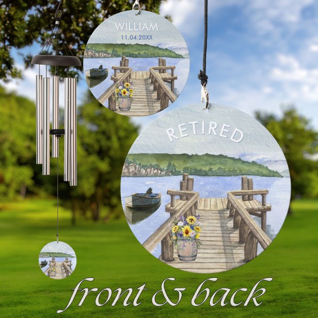 Retirement Gift Lake Dock Theme Name Date Wind Chime (Creator Uploaded)