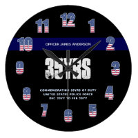 Retirement Gift Law Enforcement USA Thin Blue Line Large Clock