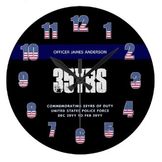 Retirement Gift Law Enforcement USA Thin Blue Line Large Clock