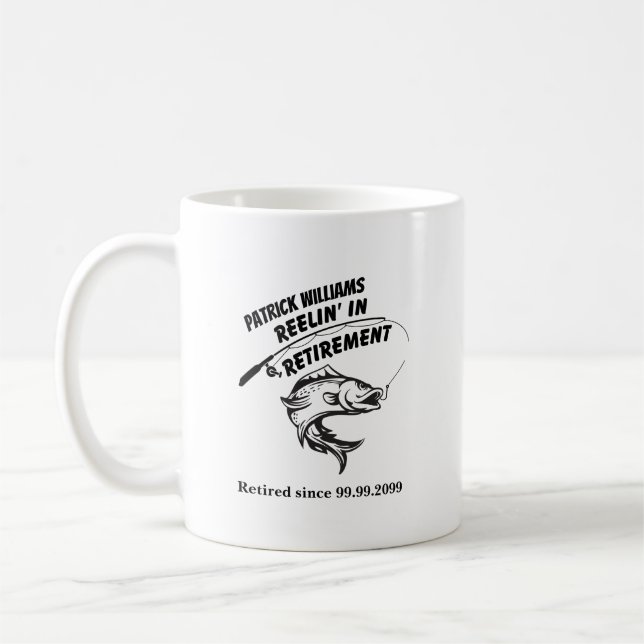 Retirement Gift Reeling in Retirement Fishing Rod Coffee Mug (Left)