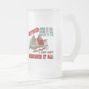 Retirement Gifts and Retirement T-shirts Frosted Glass Beer Mug