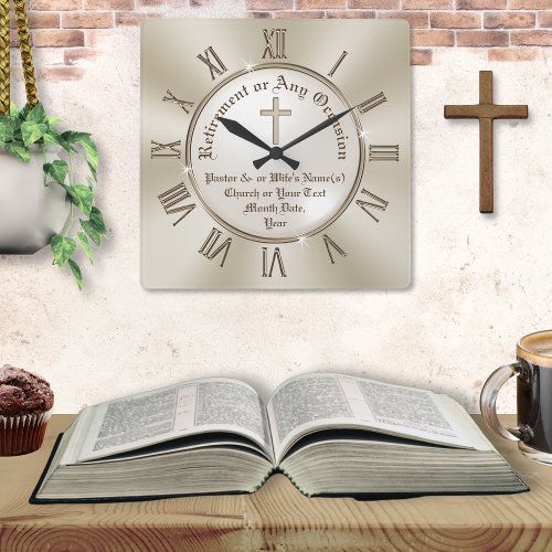 Retirement Gifts for Pastors or ANY Occasion Square Wall Clock