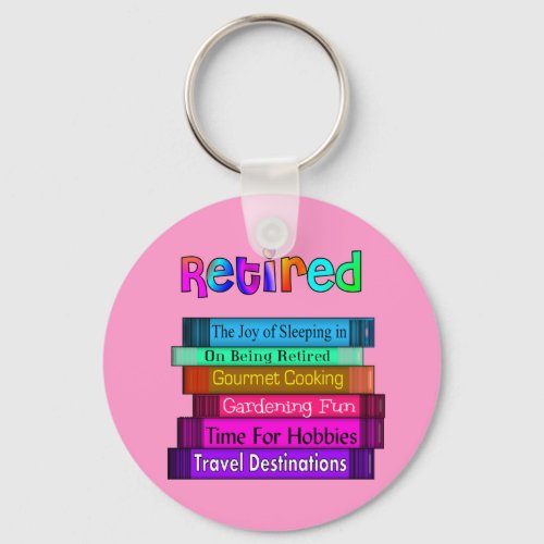 Retirement Gifts Unique Stack of Books Design Keychain