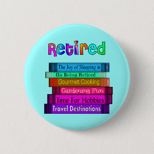 Retirement Gifts Unique Stack of Books Design Pinback Button