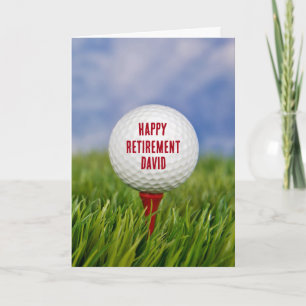 Retirement Golf Ball On a Red Tee Card