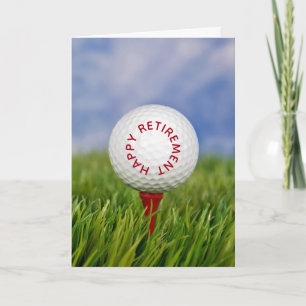 Retirement Golf Ball On a Red Tee Card