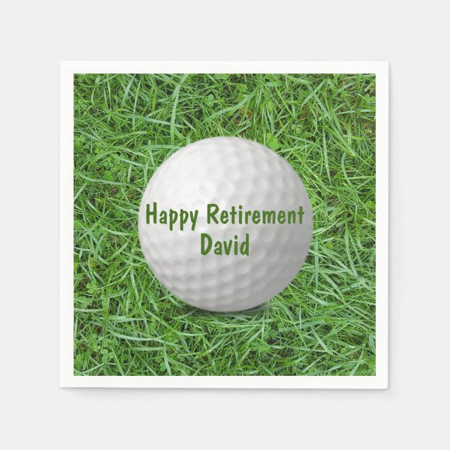 Retirement Golf Ball on Grass Napkins (Front)