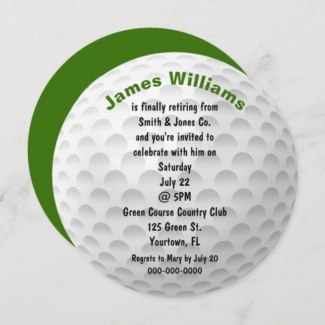 Retirement Golf Ball Party Invite (Front/Back)