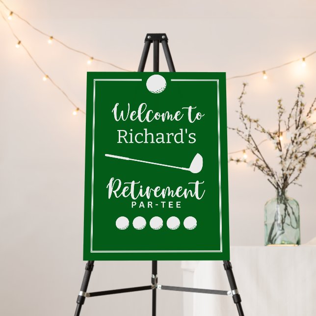 Retirement Golf Ball Tee Flag Modern Foam Board (In Situ (Stand))