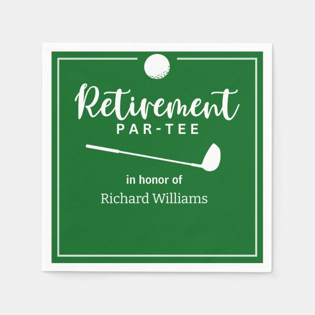 Retirement Golf Ball Tee Flag Modern Napkins (Front)