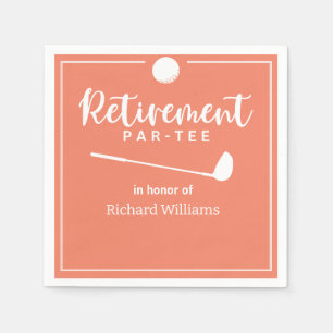 Retirement Golf Ball Tee Flag Modern Pea Napkins