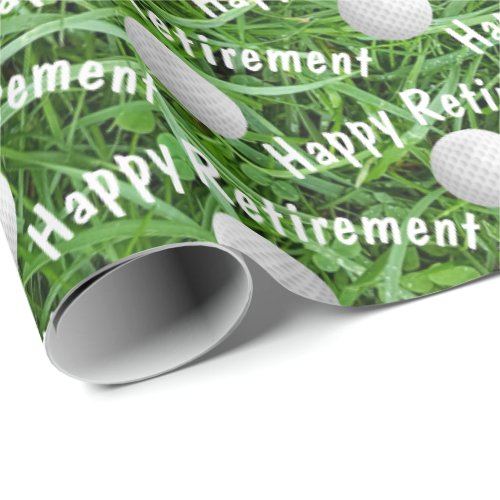 Retirement Golf Balls on Grass Wrapping Paper
