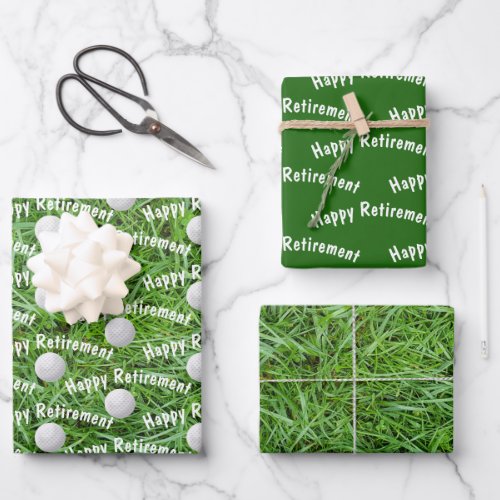 Retirement Golf Balls on Grass  Wrapping Paper Sheets