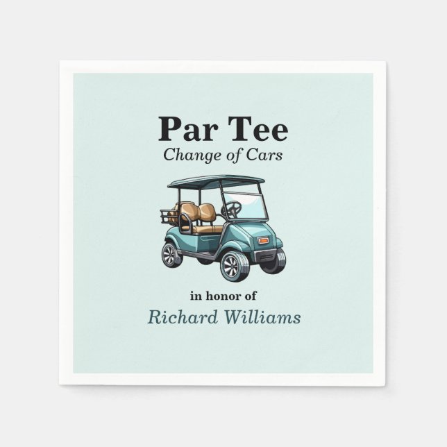 Retirement Golf Cart Par Tee Themed  Napkins (Front)