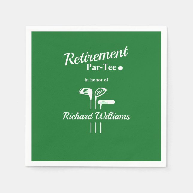 Retirement Golf Clubs Themed Par Tee Napkins (Front)