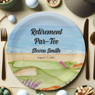 Retirement Golf Course by the Beach Invitation Paper Plates