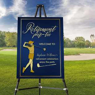 Retirement Golf Party Classic Blue Golden Woman  Foam Board