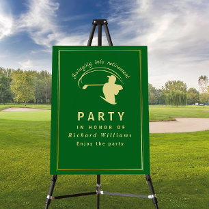Retirement Golf Party Classic Green Golden Player Foam Board