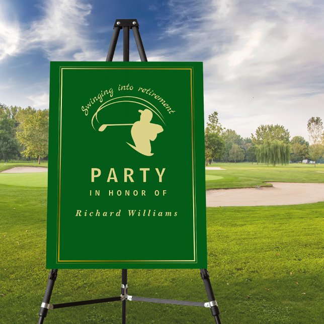 Retirement Golf Party Classic Green Golden Player  Foam Board (Creator Uploaded)