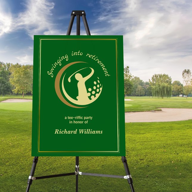 Retirement Golf Party Classic Green Golden Player  Foam Board (Creator Uploaded)