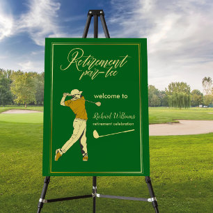 Retirement Golf Party Classic Green Golden Player Foam Board