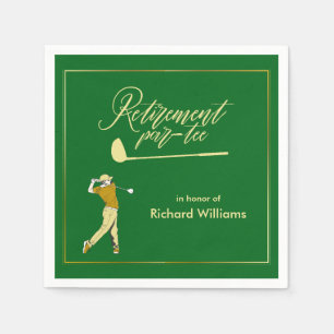 Retirement Golf Party Classic Green Golden Player Napkins