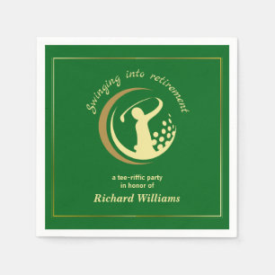Retirement Golf Party Classic Green Golden Player Napkins