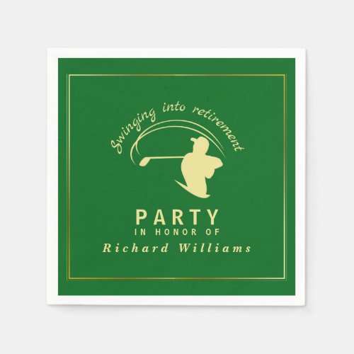 Retirement Golf Party Classic Green Golden Player 