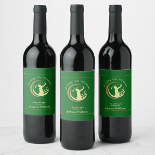 Retirement Golf Party Classic Green Golden Player  Wine Label