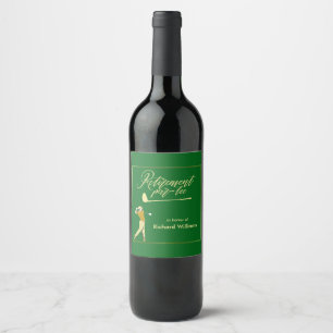 Retirement Golf Party Classic Green Golden Player  Wine Label