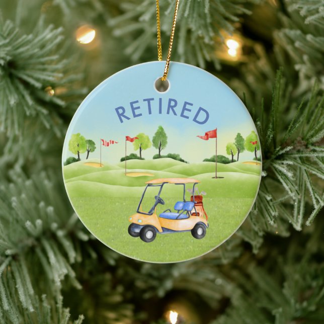 Retirement Golf Theme Name Date Ceramic Ornament (Tree)