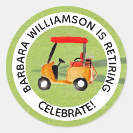 Retirement Golf Themed Party Personalize   Classic Round Sticker