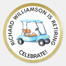 Retirement Golf Themed Party Personalize Classic Round Sticker