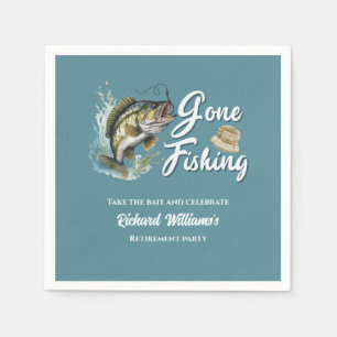 Retirement Gone Fishing Big Fish Retired Fisherman Napkins
