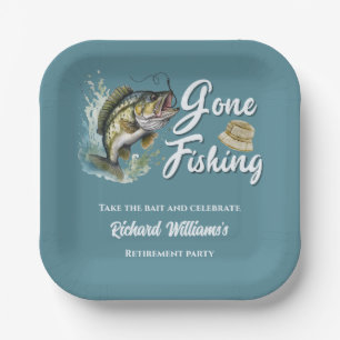 Retirement Gone Fishing Big Fish Retired Fisherman Paper Plates