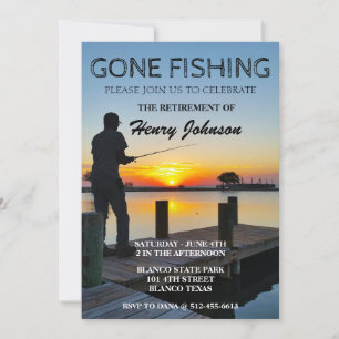 Retirement Gone Fishing Coast Beach Invitation